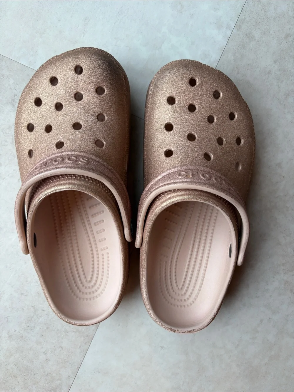 CROCS Kids Metallic Rose Gold Classic Clog